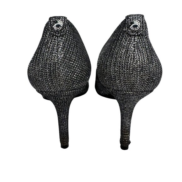 Michael Kors Silver Glitter Pointed-Toe High Heel Pumps Sz 7M Wedding Holiday - Picture 4 of 10
